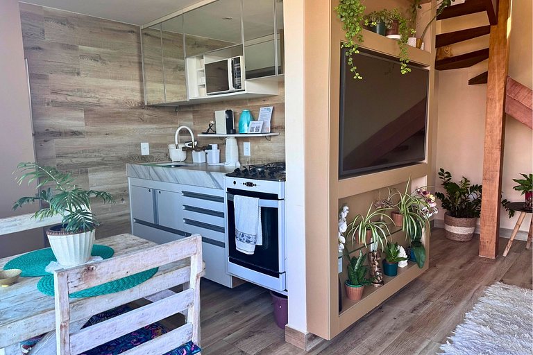 Loft incrível de frente para o mar no Morro Mágico